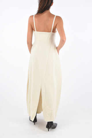 Virgin Wool Sweetheart Neckline Midi Dress