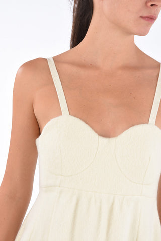 Virgin Wool Sweetheart Neckline Midi Dress