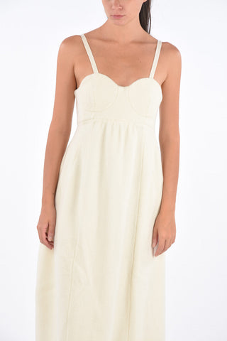 Virgin Wool Sweetheart Neckline Midi Dress