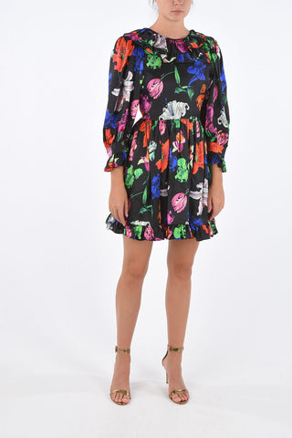Vestito Floreale con Scollo a Balze 