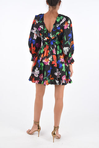 Vestito Floreale con Scollo a Balze 