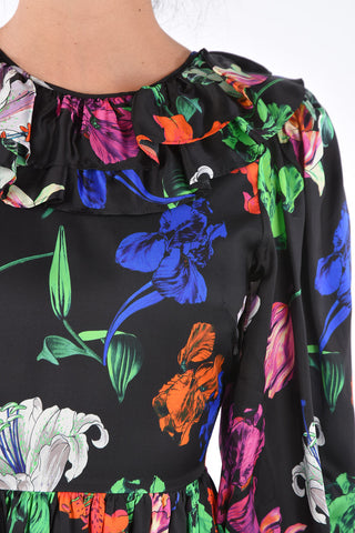 Vestito Floreale con Scollo a Balze 