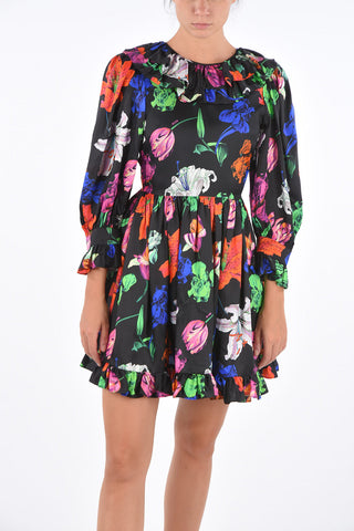 Vestito Floreale con Scollo a Balze 