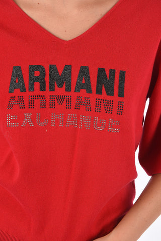 ARMANI EXCHANGE Studded Logo 3/4 Sleeve Sweater
