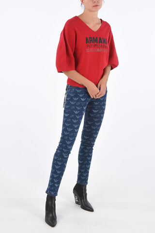 ARMANI EXCHANGE Studded Logo 3/4 Sleeve Sweater