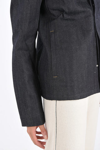 Giubbotto in Denim con Chiusura a Scomparsa