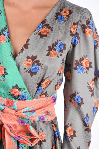 Belted Two Tone Floral Dress