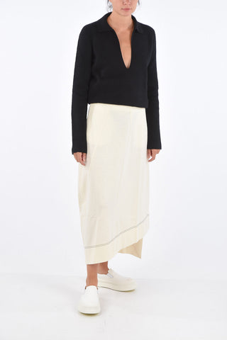 Jetted Pocket Asymmetrical Skirt