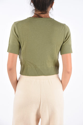 Virgin Wool Short Sleeve Cropped Sweater