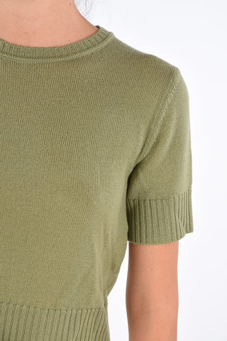 Virgin Wool Short Sleeve Cropped Sweater