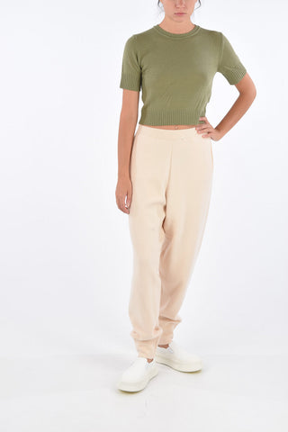 Virgin Wool Short Sleeve Cropped Sweater
