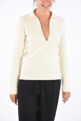 Virgin Wool Plunging Neckline Sweater