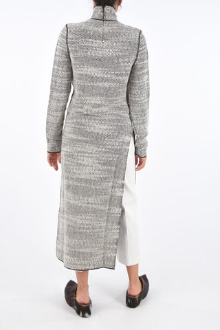 Crochet Wool Turtle-Neck Midi Dress