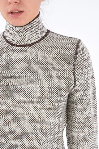 Crochet Wool Turtle-Neck Midi Dress