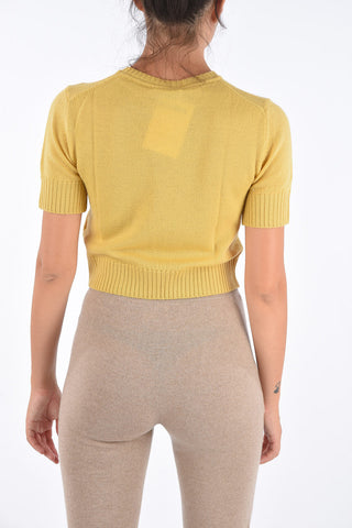Virgin Wool Short Sleeve Cropped Sweater