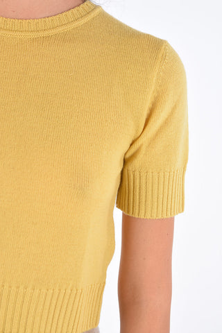 Virgin Wool Short Sleeve Cropped Sweater