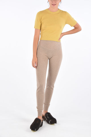 Virgin Wool Short Sleeve Cropped Sweater