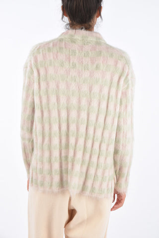 Checked Asymmetrical Fuzzy Sweater