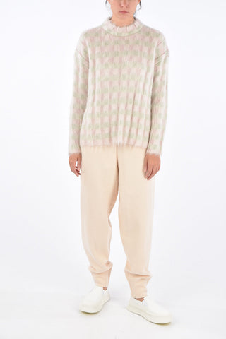 Checked Asymmetrical Fuzzy Sweater