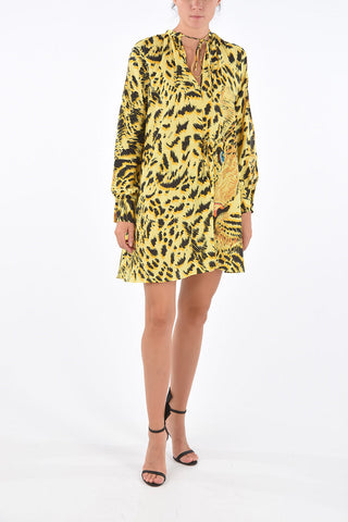 Vestito Shift a Maniche Lunghe con Stampa Tigre 