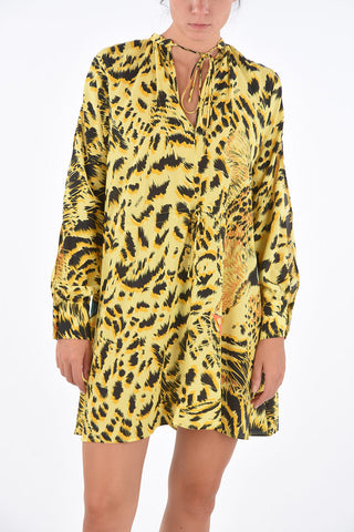 Vestito Shift a Maniche Lunghe con Stampa Tigre 