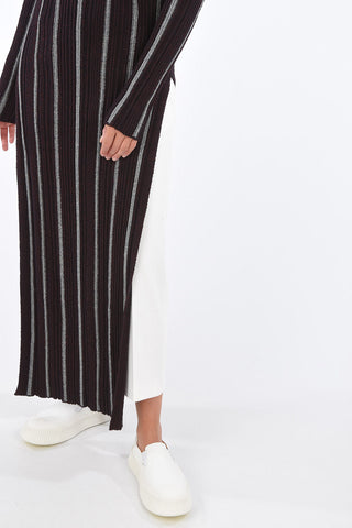 Wool Side Slit Bottom Midi Dress