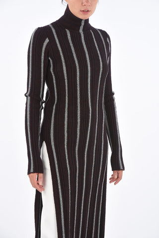 Wool Side Slit Bottom Midi Dress