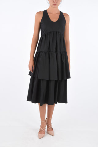 Flounced Cotton Sleeveless Shift Dress