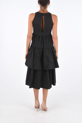 Flounced Cotton Sleeveless Shift Dress