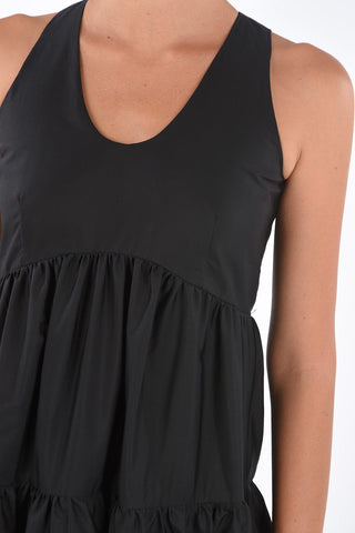 Flounced Cotton Sleeveless Shift Dress