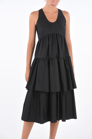Flounced Cotton Sleeveless Shift Dress