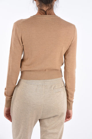 Virgin Wool Cropped Crew-Neck Sweater