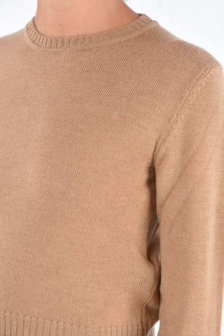 Virgin Wool Cropped Crew-Neck Sweater