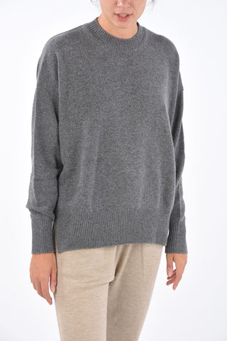 Cashmere Ribbed Trim Crew-Neck Sweater