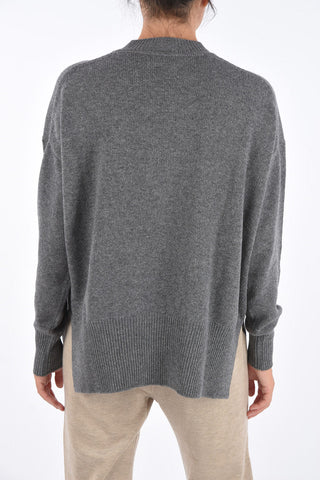 Cashmere Ribbed Trim Crew-Neck Sweater