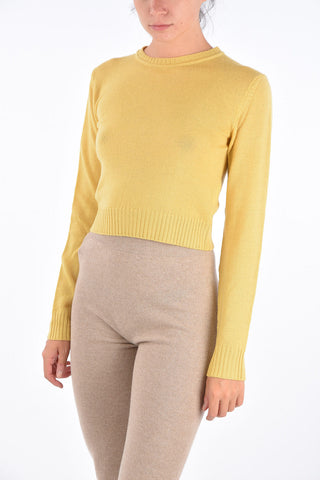 Virgin Wool Cropped Crew-Neck Sweater