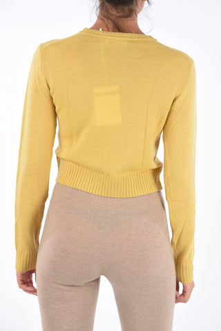 Virgin Wool Cropped Crew-Neck Sweater