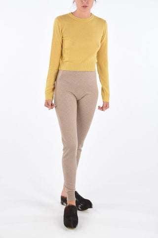 Virgin Wool Cropped Crew-Neck Sweater