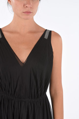 Jewel Strap Midi Accordion Dress