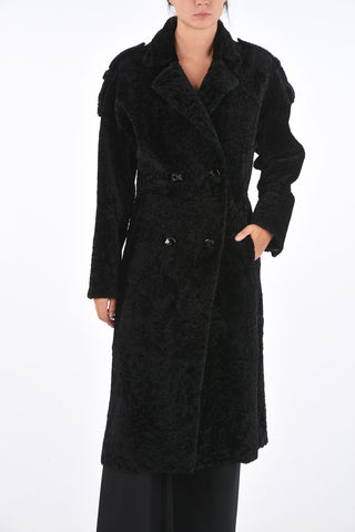 Shearling Jetted Pocket Double-Breasted Coat