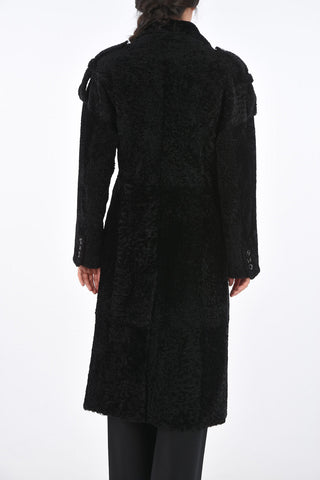 Shearling Jetted Pocket Double-Breasted Coat
