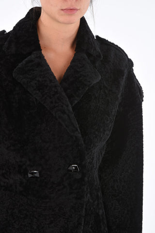 Shearling Jetted Pocket Double-Breasted Coat