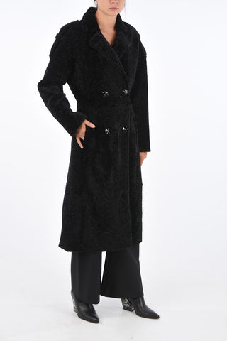 Shearling Jetted Pocket Double-Breasted Coat
