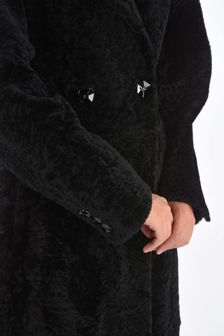 Shearling Jetted Pocket Double-Breasted Coat