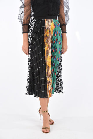 Printed Side Zipped Accordion Skirt