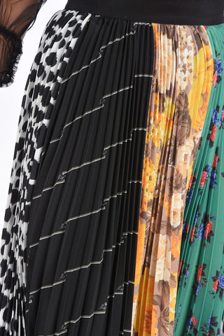 Printed Side Zipped Accordion Skirt