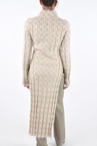 Mohair Checked Fuzzy Midi Dress