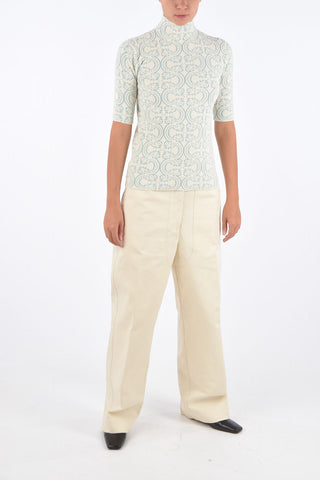 Jacquard Short Sleeve Sweater