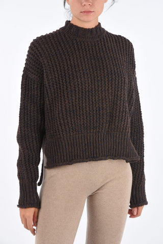 Crochet Asymmetrical Crew-Neck Sweater