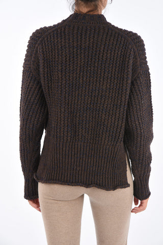 Crochet Asymmetrical Crew-Neck Sweater